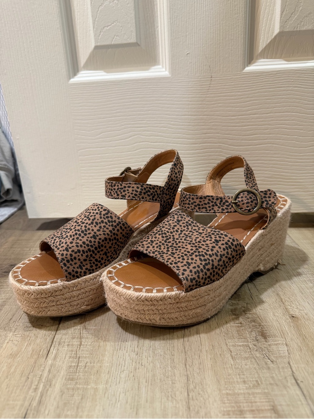Universal Thread Leopard-Print Espadrille Wedge Sandals - Brown/Black
